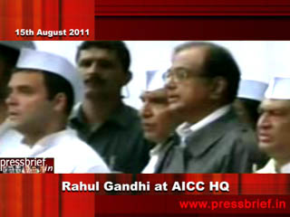 Rahul Gandhi at AICC HQ 15th August 2011